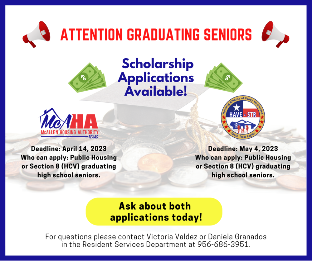 Scholarships available for McAllen Housing Authority graduating